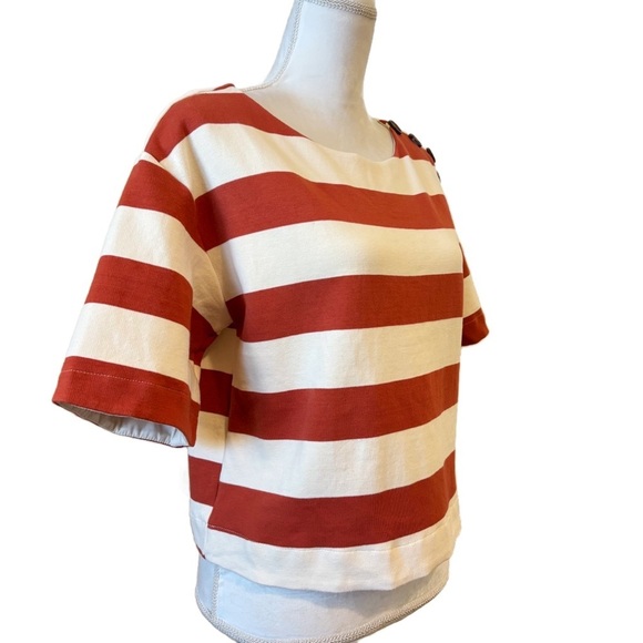 Anthropologie Sunday in Brooklyn Structured Boxy Tee Top Striped Medium - Picture 6 of 14